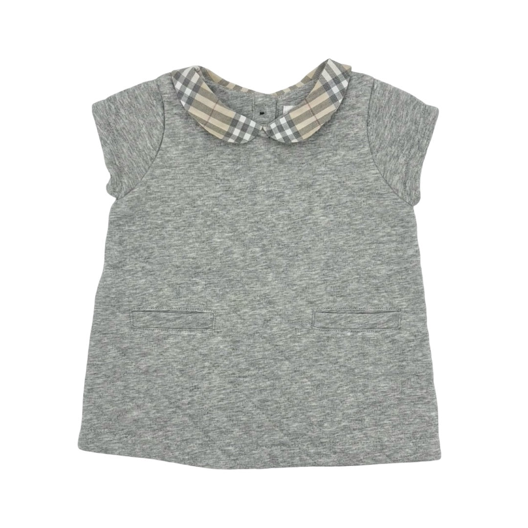 Burberry Grey quilted dress w/check collar dress, 3 months