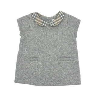Burberry Grey quilted dress w/check collar dress, 3 months