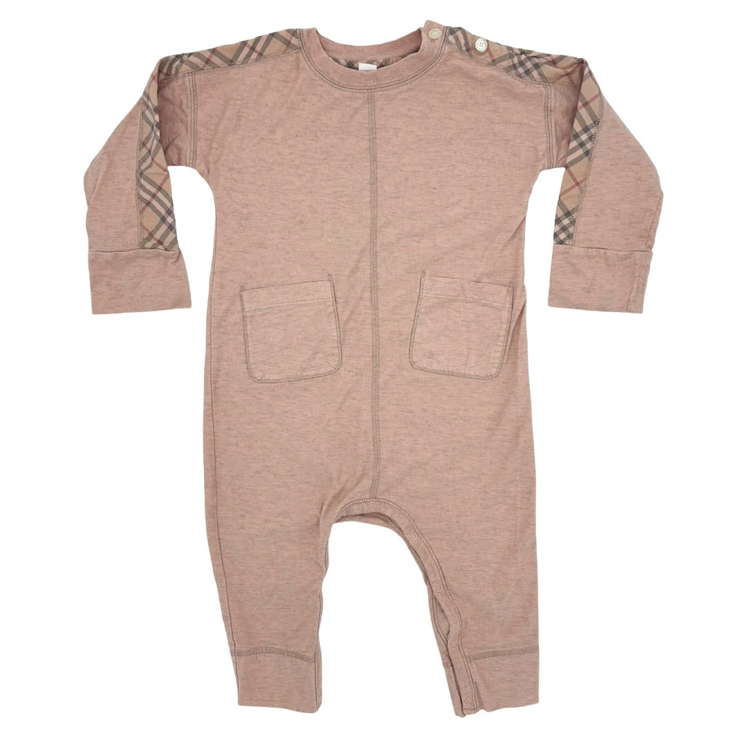 Burberry Pink w/check trim sleeper/playsuit, 18 months