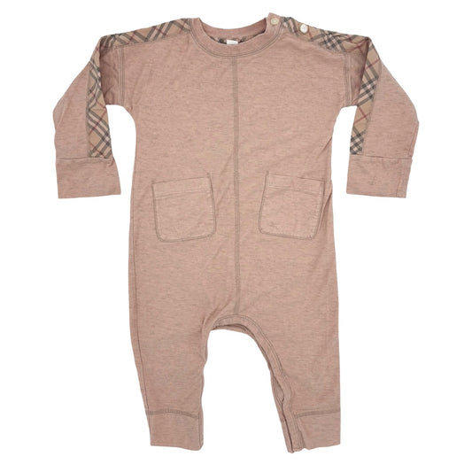 Burberry Pink w/check trim sleeper/playsuit, 18 months
