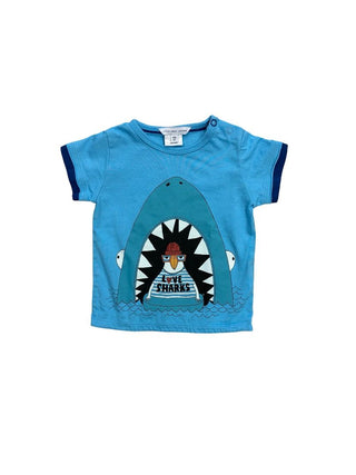 Little Marc Jacobs Shark and Penguin Print Blue Tee, 6 months