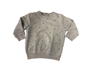 Petit Bateau Grey Sweatshirt with Anchor Pattern, 18 months