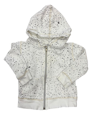 Nununu White and Black Zip-Up Hoodie Sweater, 0-6 months