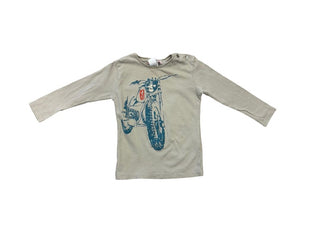 Bonpoint Taupe Longsleeve with Motorcycle Graphic, 18 months