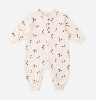 Quincy Mae Relaxed Jumpsuit with Electric Heart Pattern - New With Tags, 3-6 months