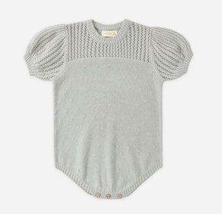 Quincy Mae Pointelle Knit Romper in Sage Green  - New With Tags, 3-6 months