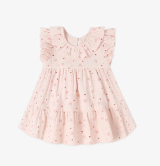 Quincy Mae Charlotte Dress with Heart Confetti in Petal Colour - New With Tags, 3-6 months