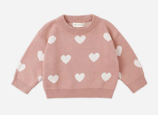 Quincy Mae Heart Knit Pink Sweater and Sweatpant Set - New With Tags, 3-6 months