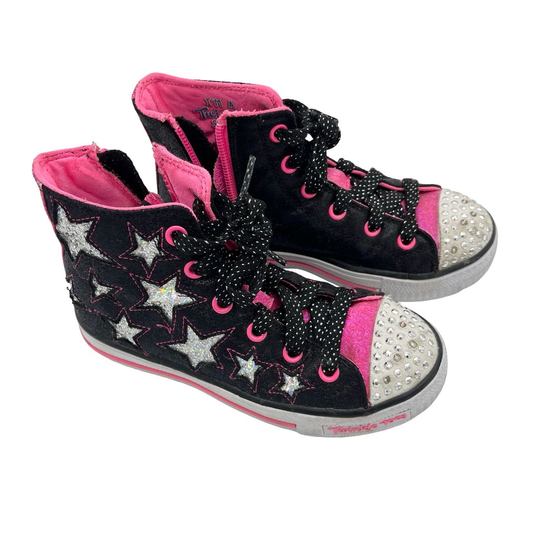 Sketchers pink/black lightup high tops, 12.5 little kid