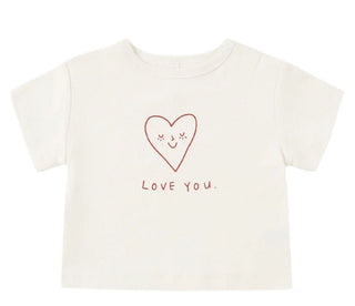 Quincy Mae Boxy Tee with Love Graphic - New With Tags, 3-6 months