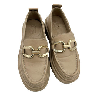Zara beige loafers w/track soles, euro 32 big kid