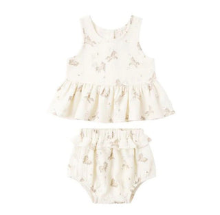 Quincy Mae Sleeveless Peplum Set in Unicorn Print - New With Tags, 3-6 months