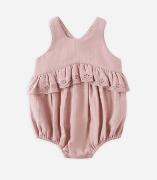 Quincy Mae Penny Romper in Mauve with Eyelet Lace - New With Tags, 3-6 months