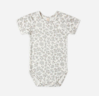 Quincy Mae Bamboo Short Sleeve Bodysuit in Blue Floral -  New With Tags, 3-6 month