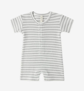 Quincy Mae Waffle Snap Romper in Sage Green Stripe - New With Tags, 3-6 months
