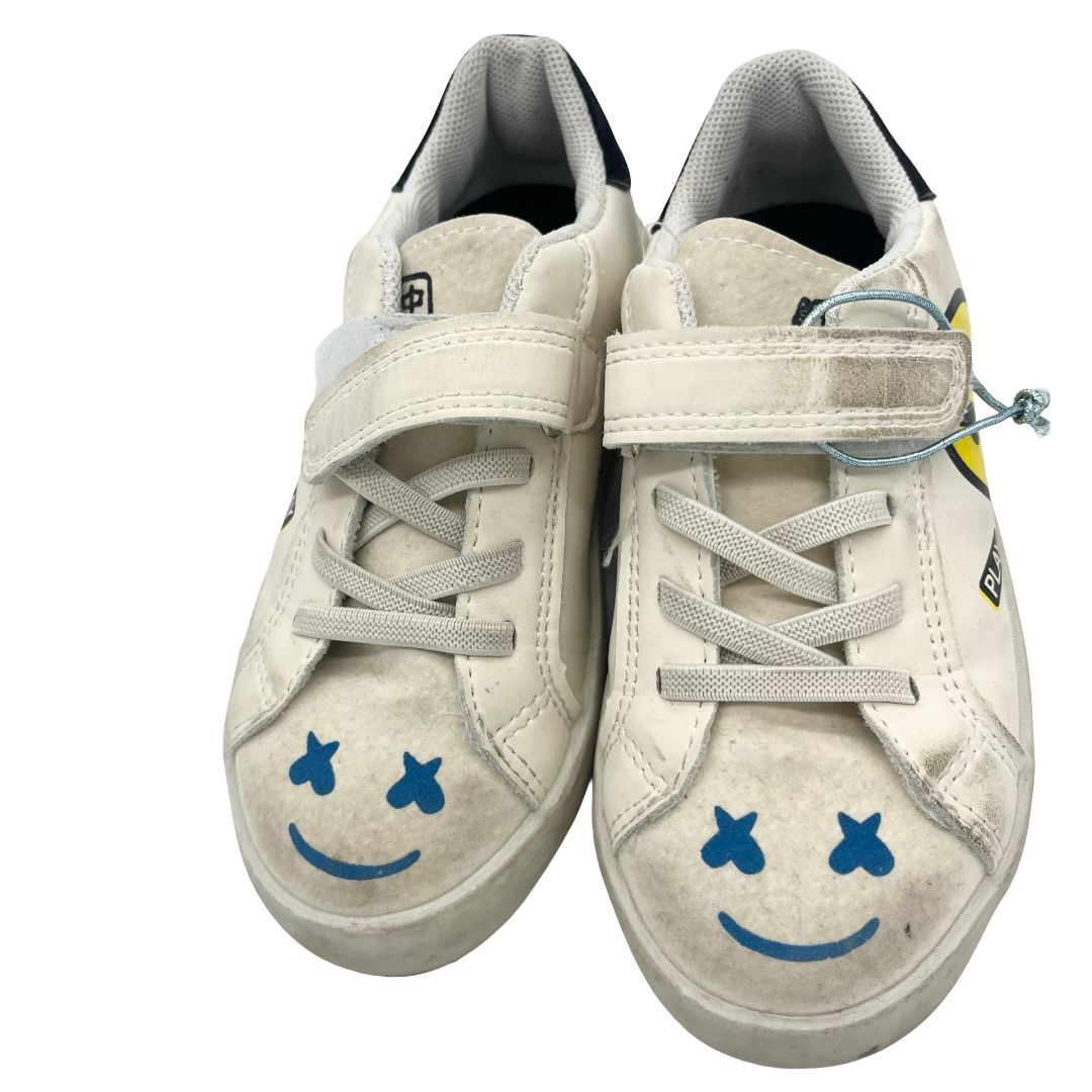 Bebemaru smile face white runners, euro 28 little kid
