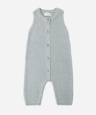 Quincy Mae Knit Jumpsuit in Heathered Sky Blue  -  New With Tags, 3-6 months