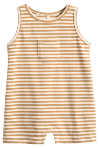 Quincy Mae Sleeveless One Piece in Honey Stripe Romper -  New With Tags, 3-6 months