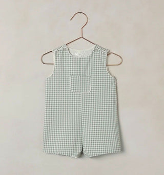 Noralee  Georgie Romper in Eucalyptus Green Check, 6 months
