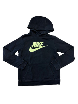 Nike Black Hooded Sweatshirt with Neon Logo, 10-12