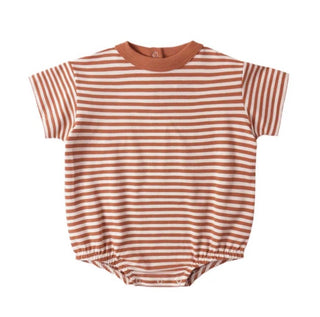 Quincy Mae Relaxed Bubble Romper in Poppy Stripe -  New With Tags, 3-6 months
