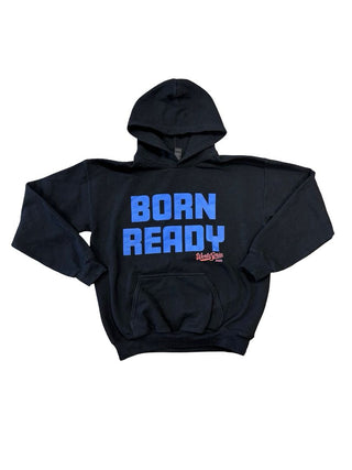 MLB Black Hooded Sweatshirt with "Born Ready", Large