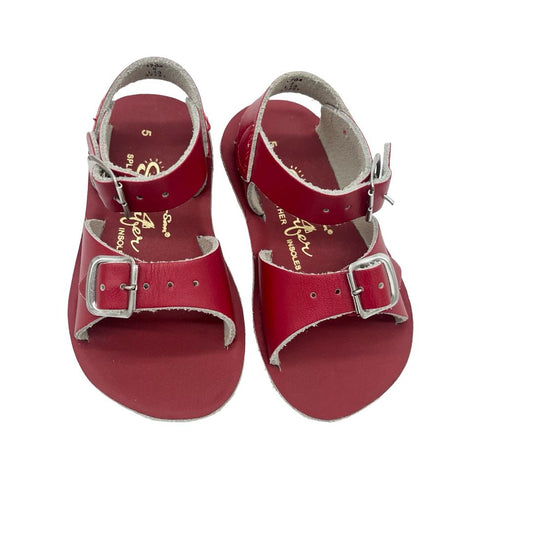 Sun-San red surfer sandals, 5 little kid