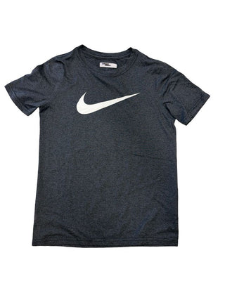 Nike Charcoal Grey Dri-Fit Tee with White Logo, Medium