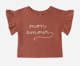 Quincy Mae Flutter Tee Mon Amour in Red  - New With Tags, 3-6 months