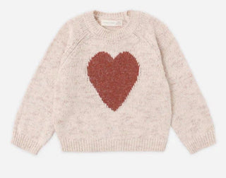 Quincy Mae Knit Sweater with Red Heart  -  New With Tags, 3-6 months