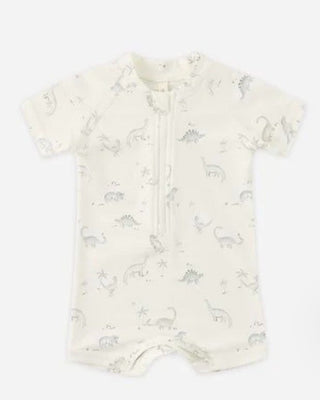 Quincy Mae Zip Rashguard One-Piece in Dinosaur Print - New With Tags, 3-6 months