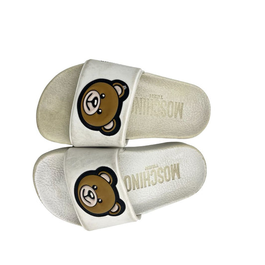 Moschino white bear slides, euro 27/28 little kid