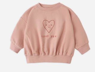 Quincy Mae Relaxed Pink Love Graphic Sweatshirt - New With Tags, 3-6 months