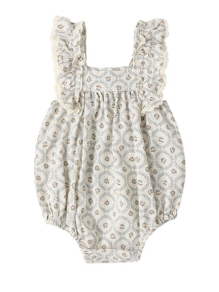 Rylee + Cru Maya Romper in Green Fleur Pattern - New With Tags, 6-12 months