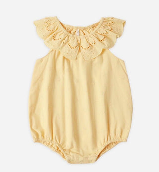 Rylee + Cru Myla Romper with Eyelet Lace in Lemon Yellow - New With Tags, 6-12 months