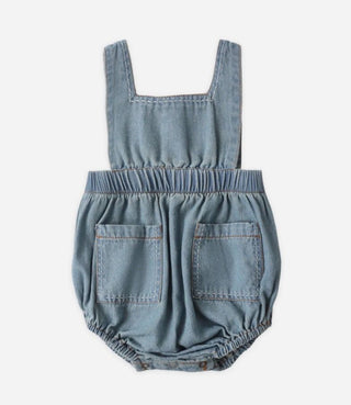 Rylee + Cru Denim Romper in Washed Blue - New With Tags, 6-12 months