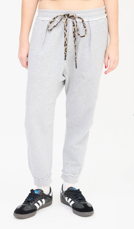 R13 Grey harem sweatpants w/leopard print drawstring, Women’s xsmall