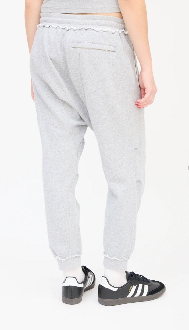 R13 Grey harem sweatpants w/leopard print drawstring, Women’s xsmall