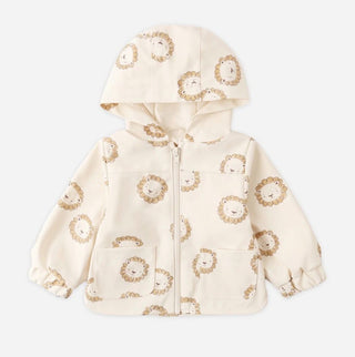 Quincy Mae Lion Print Rain Coat in Ecru - New With Tags, 3-6 months
