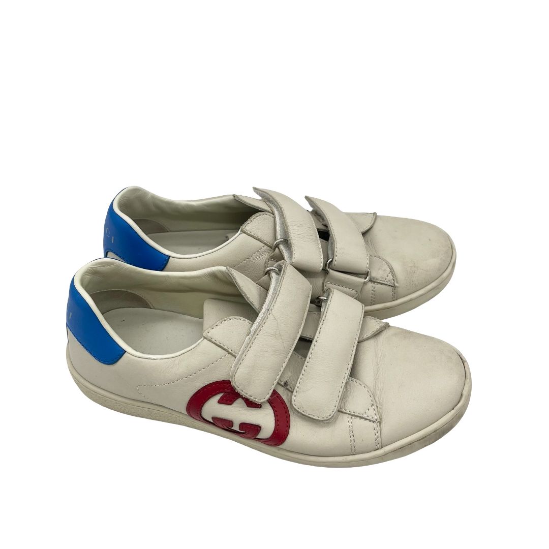 Gucci cream logo sneakers, euro 33 big kid