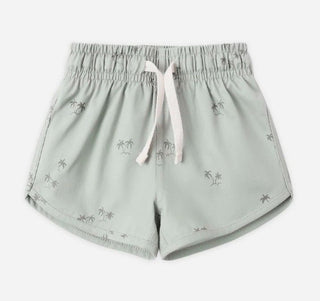 Quincy Mae Swim Shorts in Palm Print Sage Green - New With Tags, 3-6 months