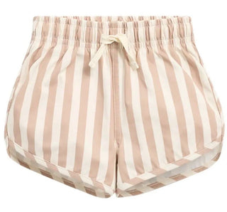 Quincy Mae Swim Shorts in Retro Latte Brown Stripe - New With Tags, 3-6 months