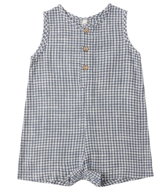 Rylee + Cru Maverick Romper in Marine Gingham - New With Tags, 6-12 months