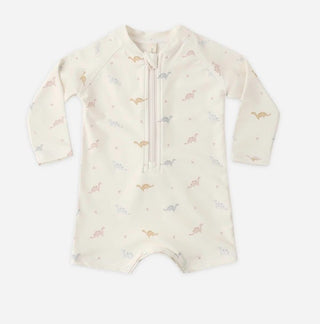 Quincy Mae Long Sleeve One-Piece Rashguard in Dino Print - New With Tags, 3-6 months