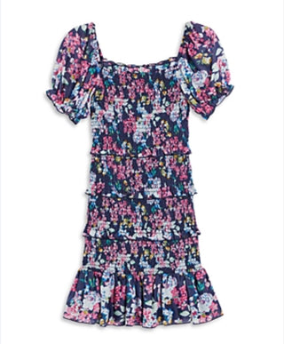 Katie J Puff sleeve tiered Dress Bright Floral, Small
