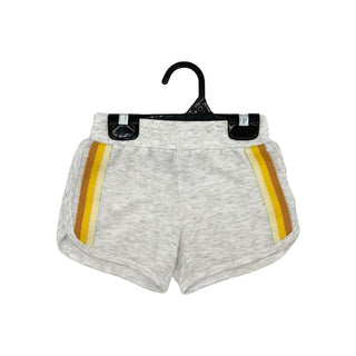 Tiny Whales grey w/yellow stripes shorts, 4 years