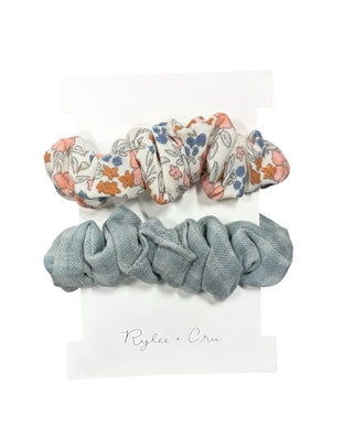Rylee + Cru Floral and Plaid Scrunchies - Set of Two - New With Tags, O/S