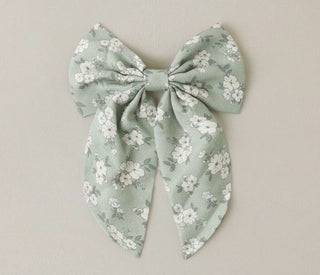 Noralee Sage Green Floral Bow Clip - New With Tags, O/S