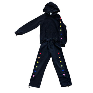 Lola & The Boys Black sweat set with colourful hearts, 8 years