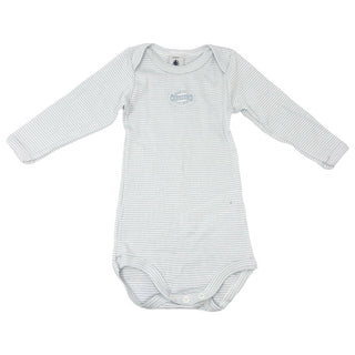 Petit Bateau Baby blue stripped long sleeve onesie, 6 months